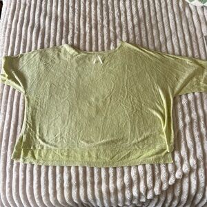 Anthropologie Light Lime Oversize Short-Sleeve Shimmer Top, Size M